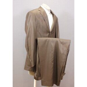 EARVIN MAGIC JOHNSON 2 Piece Suit 3 Btn Brown Striped Men 44R Pleated 36" W